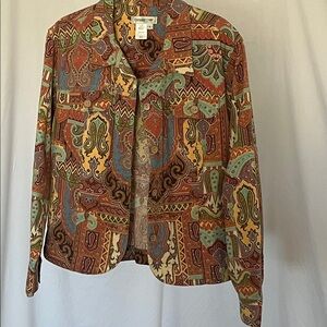 Vintage denim paisley Coldwater Creek Jacket with pockets L fall shades